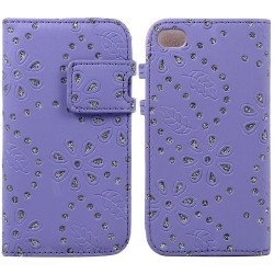 iPhone 5C Diamond Flip Leather Wallet Case (Purple)